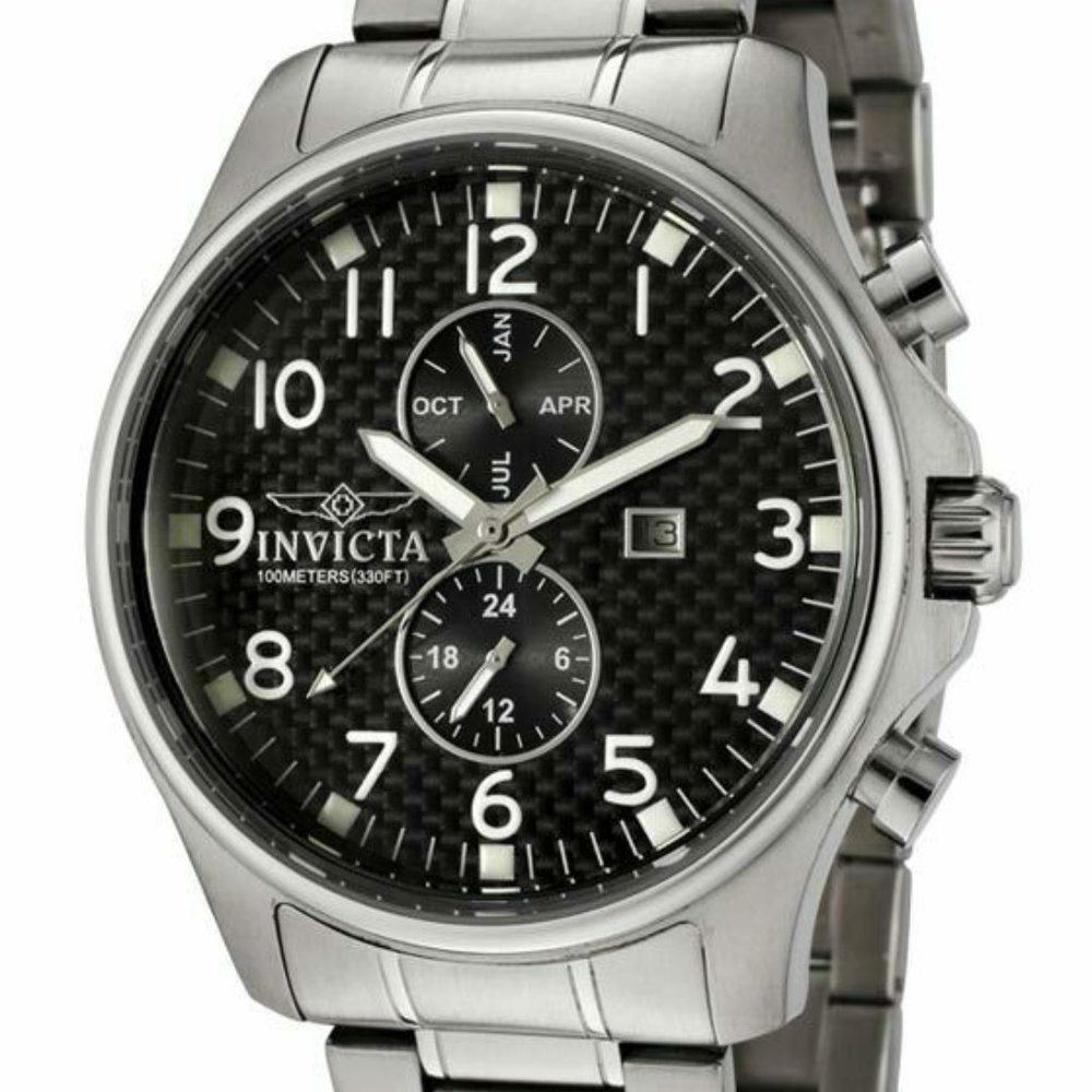 Invicta 0379 Men's Chrono Carbon Fiber Dial Watch - Picture 1 of 3